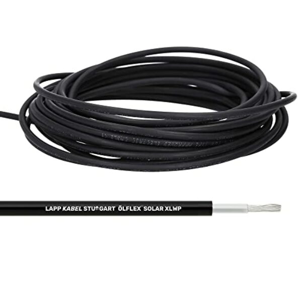 10 Meter Lapp 1023601 ÖLFLEX SOLAR XLWP 1x4 WH/BK I Kabel für Solartechnik I Solarleitung für Außenbereich I UV-resistent I Halogenfrei I Robust I Wasserdicht I erdverlgebar