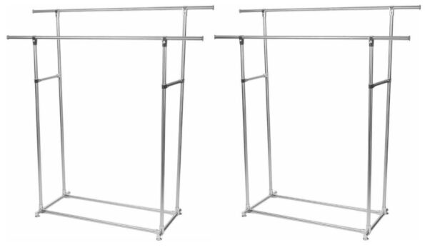 2er-Set Perel Metall-Wäscheständer mit 2 Stangen MP62 - 75kg Kapazität - 145x50x155cm