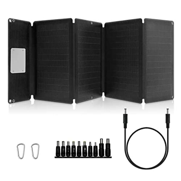 40W Portable Solar Panel Ladegerät, Faltbares IP65 wasserdichtes Solarpanel mit 3-Ports USB Typ-C DC, Outdoor Solar Ladegerät kompatibel mit Handy, Portable Power Station, Camping und Garten