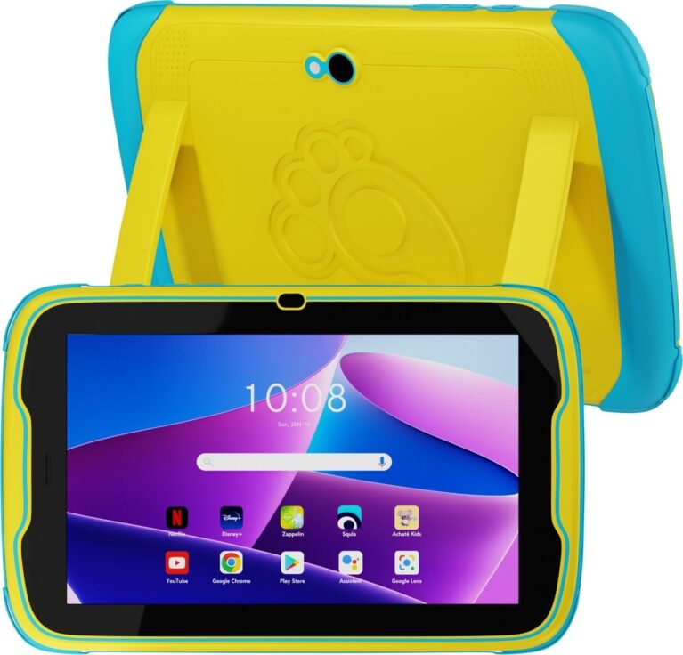 Achaté Kinder-Tablet - 100% kindersicher - einstellbare Bildschirmzeit - Android 13 und 4GB RAM - Blau