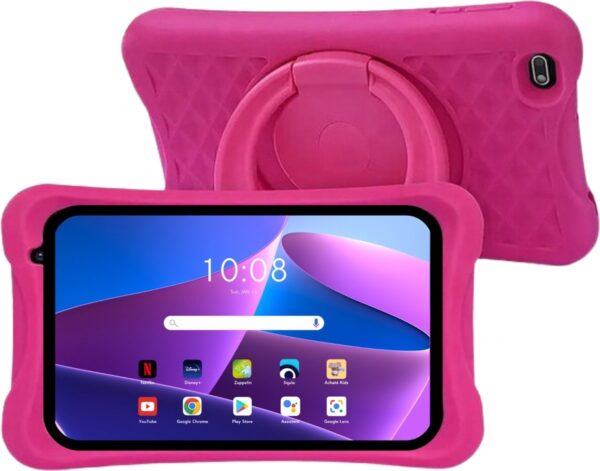 Achaté Kinder-Tablet - 100% kindersicher - einstellbare Bildschirmzeit - Android 12 und 4GB RAM - Pink