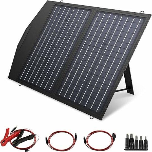 ALLPOWERS Solar Ladegerät, 60W Solarpanel Tragbares Leichtgewicht Outdoor Kompatibel mit Allen Handys, Solar Stromerzeuger Stromgenerato, Kamera, Tablet, Schnellladun Notstromversorgung Tablet