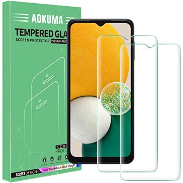 AOKUMA Hartglas kompatibel mit Samsung Galaxy A13 5G/4G, [2 Stück] Displayschutzfolie für Galaxy A13 5G/4G [0,26 mm] [extrem kratzfest] [High Definition]