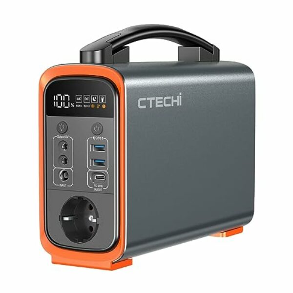 CTECHi Tragbare Powerstation 240W (Spitze 350W), 240Wh Mobile Stromversorgung Generatoren mit LiFePo4 Akku, Solargenerator für para Camping, Garten, Wohnmobile, Notstrom