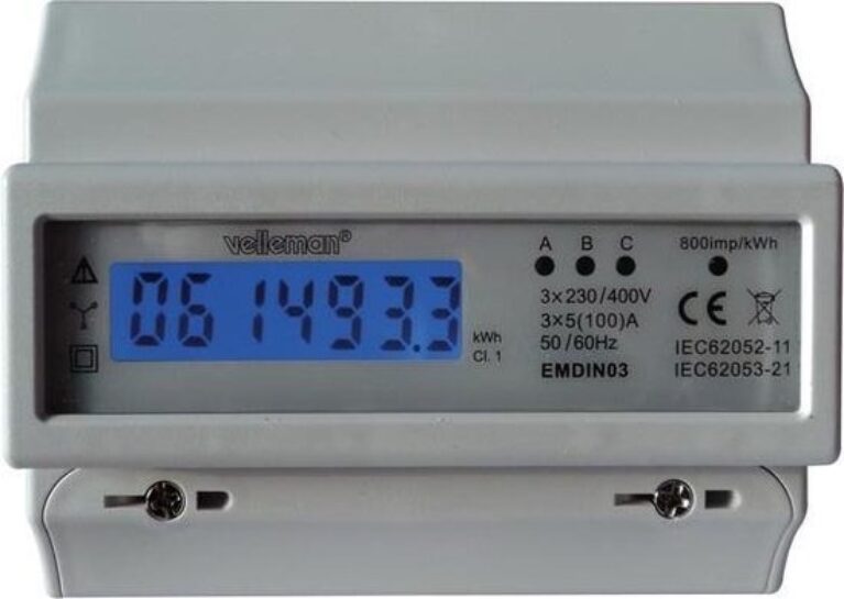 Dreiphasiger kWh-METER für DIN-Schienen-Installation - 7 MODULE