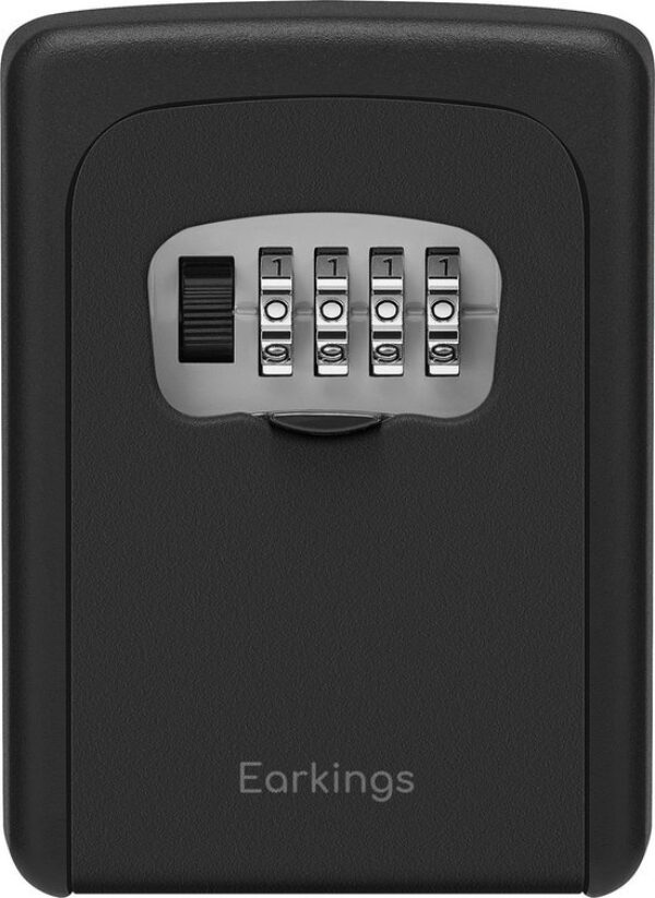 EarKings Key Safe Schlüsselschrank inkl. Wandhalterung - Schlüsseltresor mit Code für draußen - Safe mit Zahlenschloss schwarz