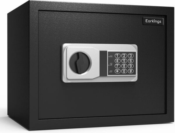 Earkings Safe 30x38x30 cm mit Zahlenschloss - Tresor Elektronische Spardose - Inklusive Befestigungsmaterial, zwei Notschlüsseln und Alarmschloss - 25.7L