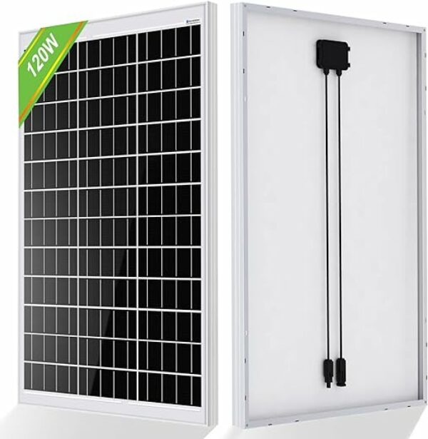 ECO-WORTHY 120 Watt Solarmodul mit Monokristallines, Hocheffizientes Aluminiumrahmen Solarpanel, Solarenergieeingang von 12 V, für Boot, Wohnmobile, Gartenhäuse, Anhänger, Haus