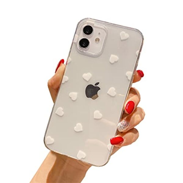 Einaily Hülle Crystal Clear Handyhülle Mode Chic Muster Ultra Dünn TPU Silikon Herz Bumper Stoßfest Kratzfest Schutzhülle für iPhone 13 Slim Case Cover