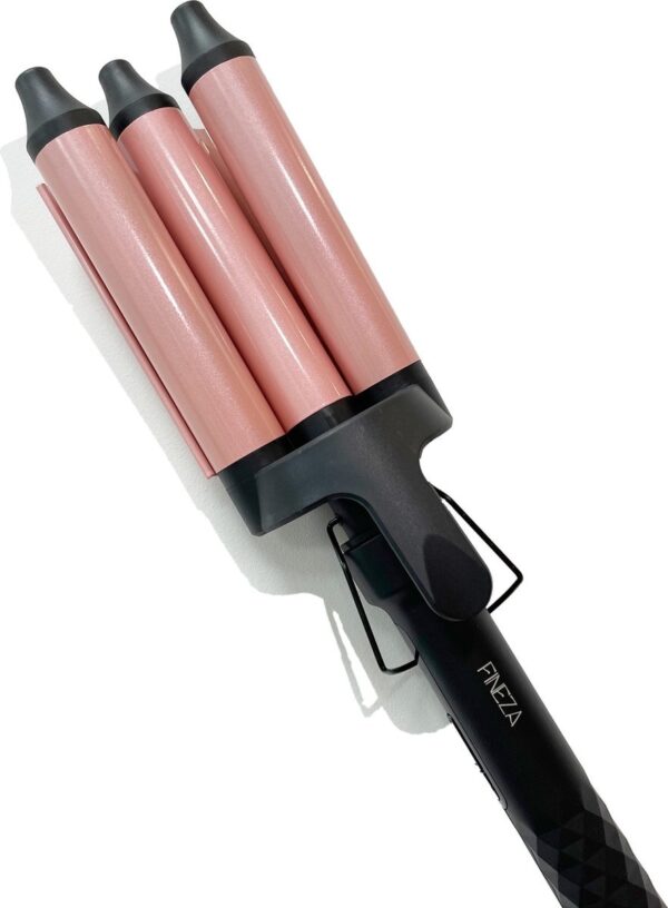 Fineza Waffelzange 25mm - Keramischer Lockenstab mit 10 Temperatureinstellungen - Roségold