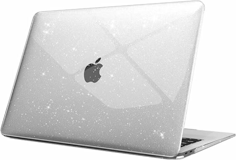Fintie Hülle kompatibel mit MacBook Air 13 (2018-2020 Version) A2337(M1)/A2179/A1932, Ultradünne Hartschale Schutzhülle Snap Case kompatibel mit MacBook Air 13" Retina, Transparent(Glitzer)