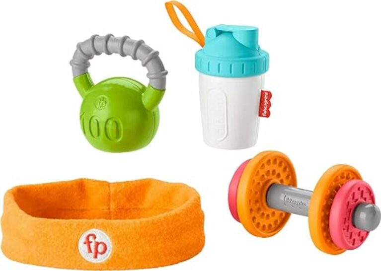 Fisher-Price GJD49 - Sportspaß- Rassel- und Beißringset, 4 Spielzeuge, Babyspielzeug ab der Geburt