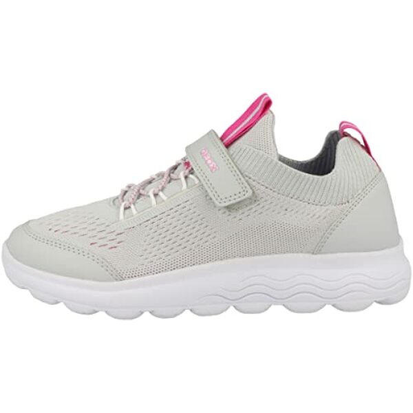 Geox J SPHERICA Girl Sneaker, LT Grey/Fuchsia, 31 EU