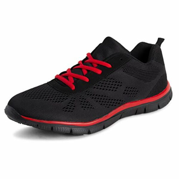 Get Fit Herren Leicht Fitness Sportlich Komfort Gepolstert Turnschuhe - Schwarz/Rot - EU44/UK10 - BS0430