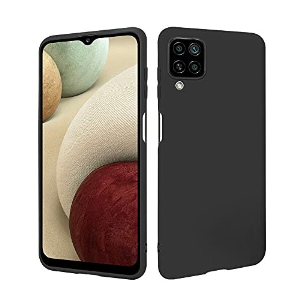 HSP Hülle für Samsung Galaxy A12 / M12 [Staubabweisend] Handyhülle | Premium TPU Silikon Case Schutzhülle | Kratzfest Stoßfest Fallschutz | Kameraschutz Displayschutz | Passgenau Dünn Matt | Schwarz