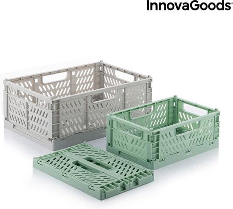 InnovaGoods Boxtor - Multifunktionale Aufbewahrungskästen - 3 Stück - Grau/Grün