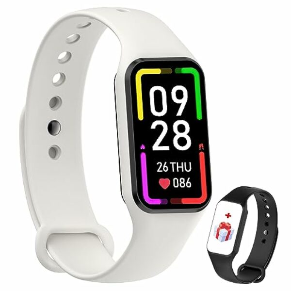 IOWODO R1 Smartwatch Damen Herren Oximeter Herzfrequenz Schlaf Schrittzähler Smartwatch mit Benachrichtigung, SpO2, Wasserdicht IP68 für Android IOS