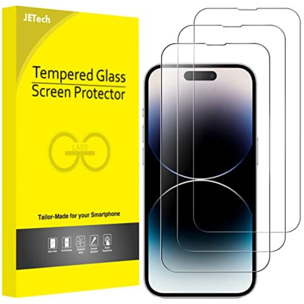 JETech Full Screen Schutzfolie für iPhone 14 Pro Max 6,7 Zoll, 9H Panzer Schutz Glas Folie Displayschutz Hat Keinen Einfluss auf die Hülle, HD Klar, 3 Stück