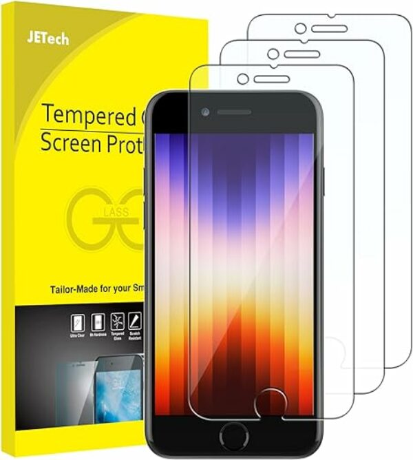 JETech Schutzfolie für iPhone SE 3 (2022 3. Generation) 4,7 Zoll, Panzer Schutz Gehärtetem Glas, 3 Stück