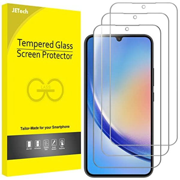 JETech Schutzfolie für Samsung Galaxy A34 5G 6,6 Zoll, 9H Panzer Schutz Glas Folie Displayschutz, Kratzfest, HD Klar, 3 Stück