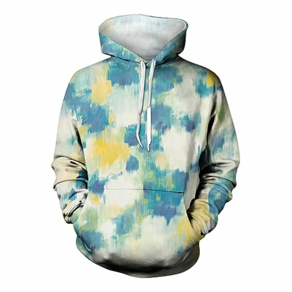 Kapuzenpullover Unisex Oversized Batik Fleece Lange Ärmel Kapuzenpullover Mit Tasche Warm Tie Dye Hoody Sweatshirt Mit Kapuze Cute Hoodie(3-Cyan,M)