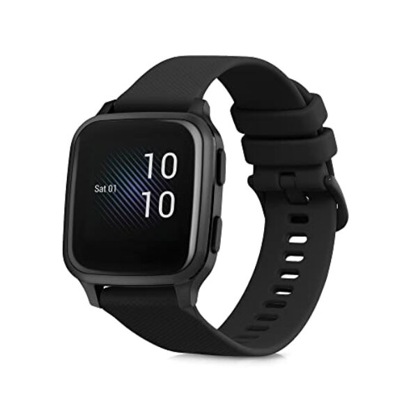 kwmobile Ersatzarmband kompatibel mit Garmin Venu Sq Music/Sq Armband - Fitnesstracker Band aus Silikon in Schwarz