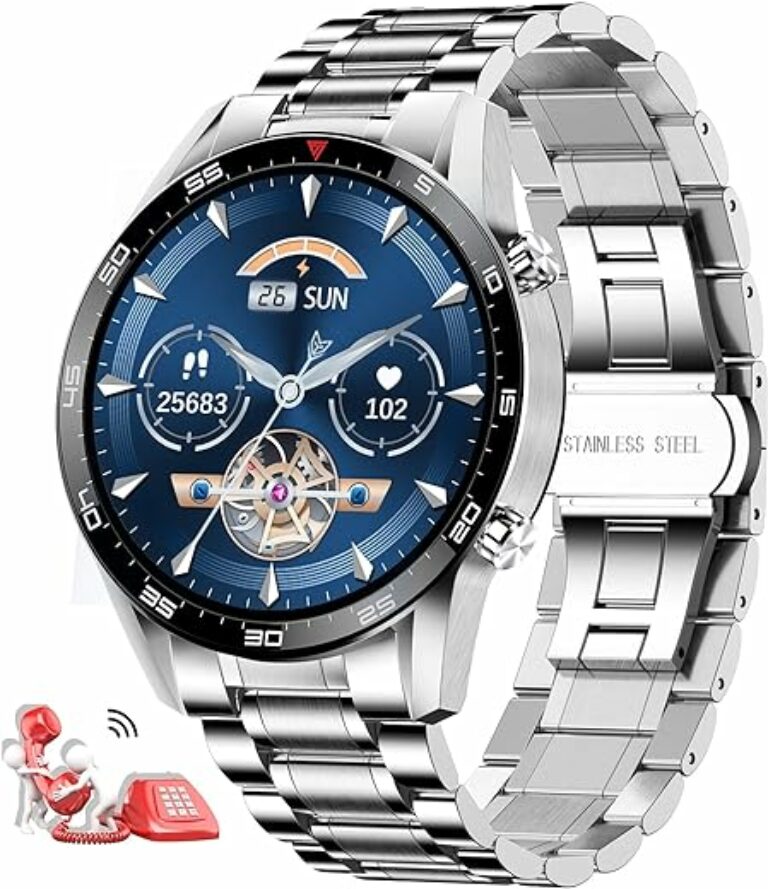 LIGE Smartwatch Herren, 1.32” HD Smart Watch mit Bluetooth Sprachanruf Pulsuhr, Schrittzähler, Schlafüberwachung, IP67 Wasserdicht Fitness Tracker Edelstahl Herren Uhr für iOS Android