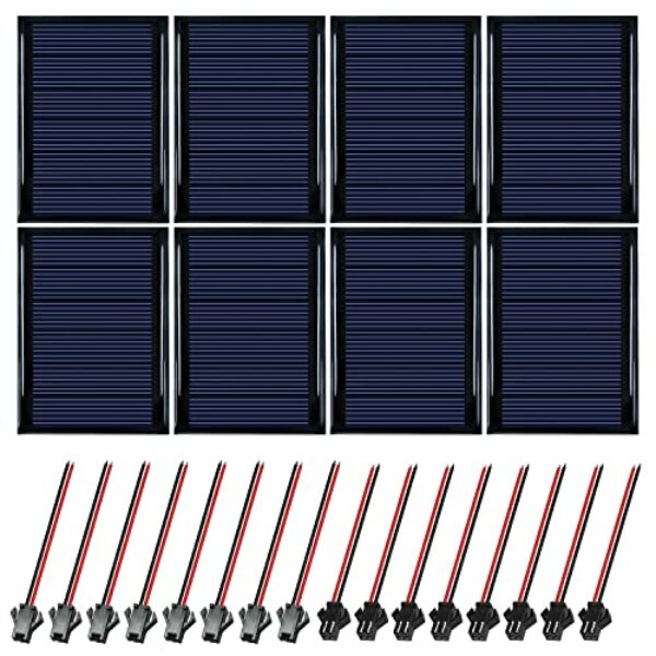Mini Solarpanel 8 Stück 3V 0.3W 65X48mm Mikro-Solar-Panel-Zellen Sonnenkollektor für Sonnenenergie, Heimwerken, DIY, Wissenschaft Projekte - Spielzeug - Akku-Ladegerät (8 Stück 3V 0.3W 65X48mm)