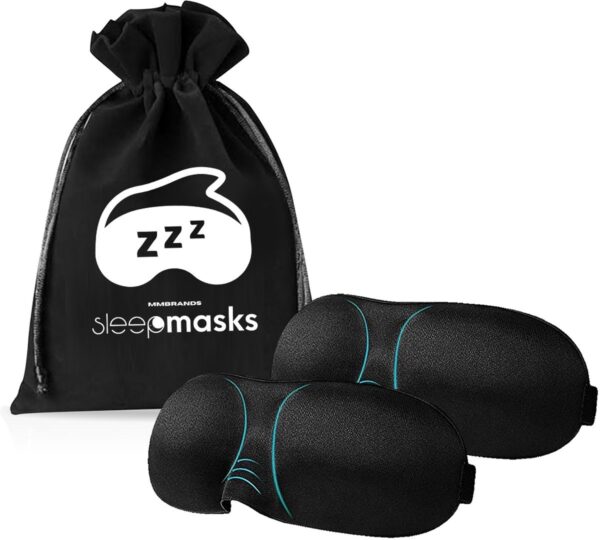 MM Brands 2 Stück Luxus Schlafmaske - 3D Ergonomisch - 100% Verdunkelung - Augenmaske - Nachtmaske