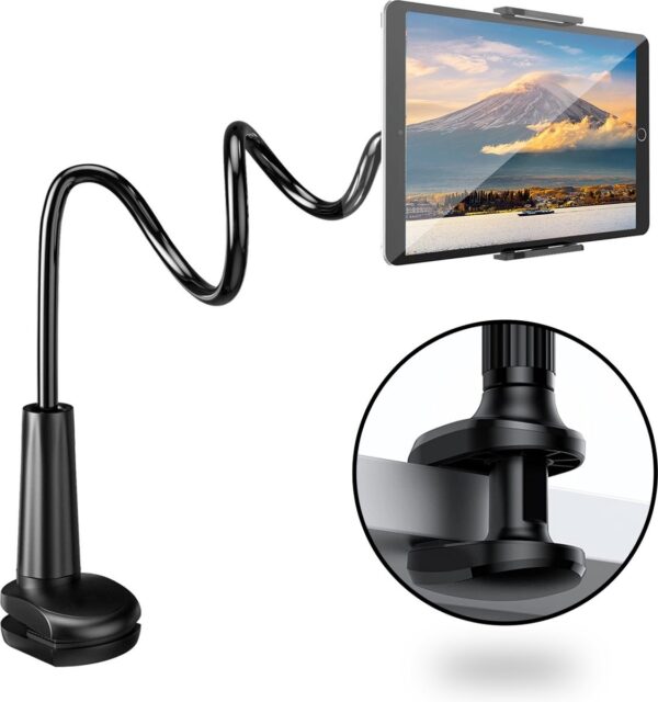 MM Brands Tablet Halter Flexibel - Smartphone Stand Universal - Stativ geeignet für Schreibtisch Tisch und Bett - ipad - Telefon - GSM - Schwarz