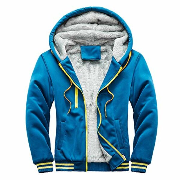 MRULIC Herren Hoodie Pullover Winter Warme Fleece Jacke Zipper Sweater Jacke Outwear Mantel RH-054 (EU-44/CN-L, Y2-Grau)