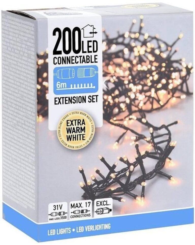 Nampook Weihnachtsbeleuchtung - Anschließbar - 200 LED - 6 Meter - Warmweiß