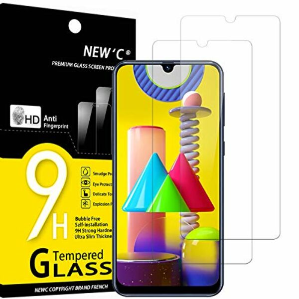 NEW'C 2 Stück, Panzer Schutz Glas für Samsung Galaxy M21, M31, Frei von Kratzern, 9H Härte, HD Displayschutzfolie, 0.33mm Ultra-klar, Ultrabeständig