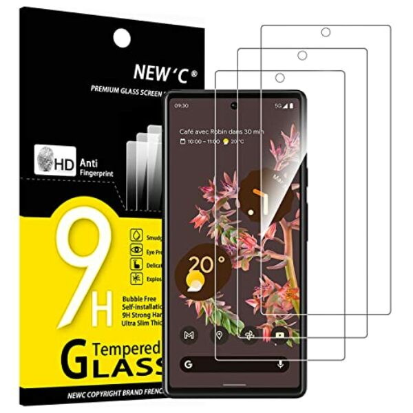 NEW'C 3 Stück, Panzer Schutz Glas für Google Pixel 6, Frei von Kratzern, 9H Härte, HD Displayschutzfolie, 0.33mm Ultra-klar, Ultrabeständig