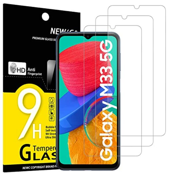 NEW'C 3 Stück, Panzer Schutz Glas für Samsung Galaxy M33 5G (6.6"), Frei von Kratzern, 9H Härte, HD Displayschutzfolie, 0.33mm Ultra-klar, Ultrabeständig