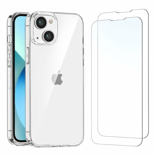 NEW'C Hülle für iPhone 13 Mini (5.4) Ultra Transparent Silikon Weiches TPU Gel und 2 × Panzer Schutz Glas für iPhone 13 Mini (5.4")- Anti Scratch