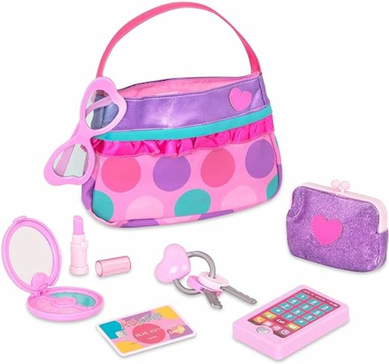 Play Circle Handtasche – Prinzessinnen Tasche für Kinder – 8-teilige Spielzeugtasche mit Spielzeug Schminke, Geldbörse, Handy, Handy, Schlüssel und mehr für Kinder ab 3 Jahren