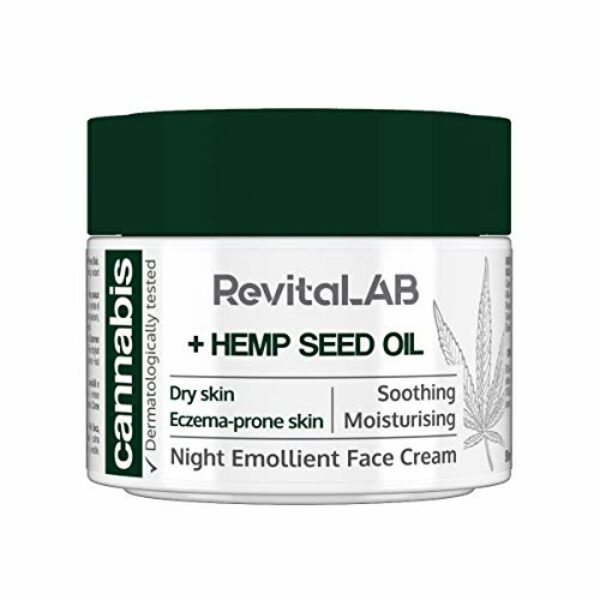 RevitaLAB Cannabis Extract Night Emollient Face Cream with Organic Hemp Seed Oil for Deep Nourishment – Dermatologically-Tested Moisturiser for Sensitive Skin, 50 ml