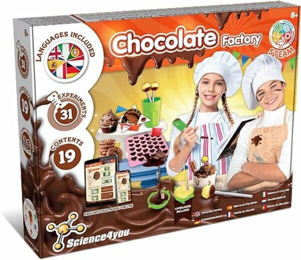 Science4you Schokoladenfabrik - Spiel für Kinder ab 8 Jahren mit Experimentierkasten, 31 Experimenten für Kinder die Schokolade lieben, Geschenke für Jungen und Mädchen 8+ jahre
