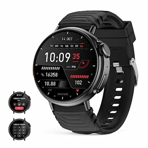 Smartwatch Ultra Damen Herren mit Telefonfunktion (Anruf empfangen/tätigen), 1,52" rundes HD-Display,Fitnessuhr mit Schlaftracker,120+ Sportmodi sportuhr Fitness Uhr Armbanduhr für Android IOS