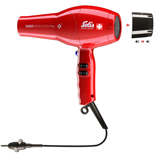 Solis Swiss Perfection Plus 3801 Hairdryer - Haartrockner mit Smart Silencer - Rot