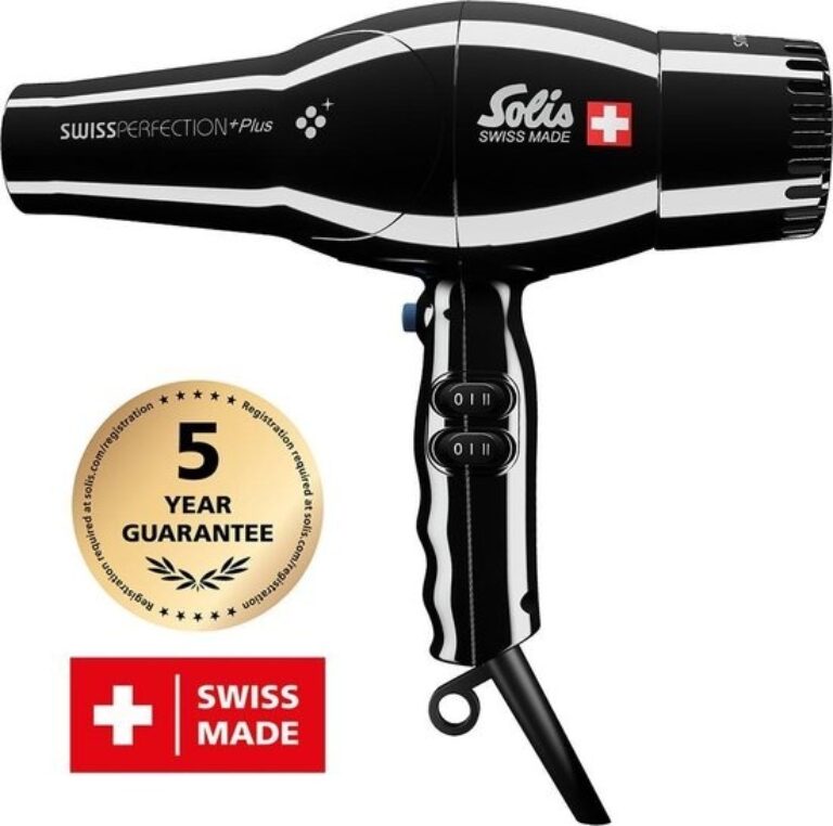 Solis Swiss Perfection Plus 3801 Hairdryer - Haartrockner mit Smart Silencer - Schwarz