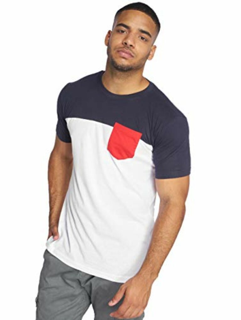 Urban Classics Herren 3-tone Pocket Tee T Shirt, White/Navy/Fire Red, XL EU