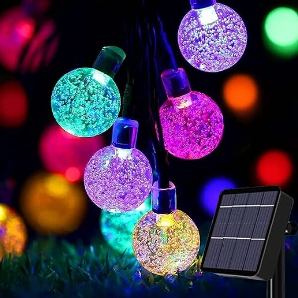 Useber Solar Lichterkette Aussen 50LED Lichterkette Außen/Innen,8 Modi und Wasserdicht Outdoor Lichterkette für Balkon,Garten,Bäume,Hochzeiten,Partys,Terrasse(Bunt)