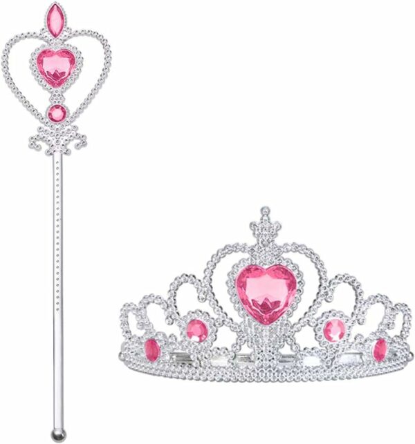 Vicloon Princess Dress Up Zubehör: Krone, Zepter. Cosplay, Karnevals-Geburtstagsfeier-Halloween-Party (Pink)
