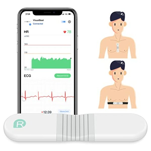 Wellue VisualBeat Brustgurt Herzfrequenzmesser, ANT +, Bluetooth, 24-Stunden-Herzfrequenzmessung, APP mit EKG Funktion, Tragbarer Herzfrequenz Sensor mit Vibrationsalarm