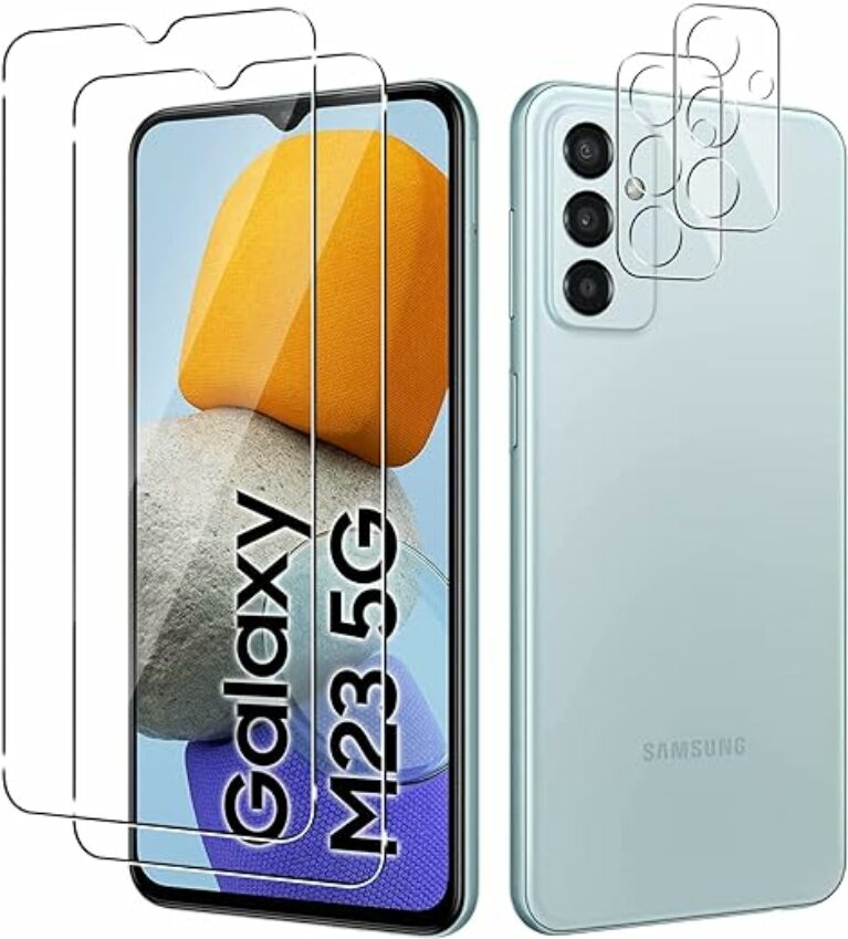 Yenwen Schutzfolie für Samsung Galaxy M23 5G / Galaxy M13 4G für Panzerglas, 2 Stück Panzerfolie mit 2 Stück Kameraschutz, 9H Härte Schutzglas Anti- Kratzer Handy Folie HD Klar Displayschutz