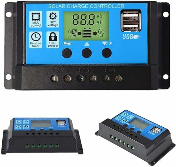 ZHITING 30A 12 V / 24 V Solarregler Laderegler Solar Ladegerät Controller Solarpanel Batterie Intelligente Solarregler mit LCD-Display, USB-Anschluss