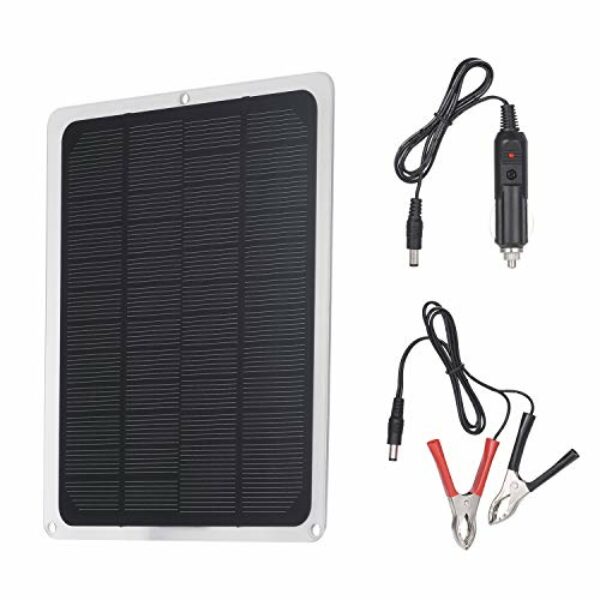 Decdeal Solarmodul DC12V 10W Solarpanel mit USB Anschluss Autoladegerät Gebühr für 12V Akku Tragbares Zubehör für Outdoor Camping Wandern Angeln Klettern