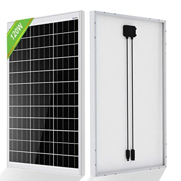 ECO-WORTHY 120 Watt Solarmodul mit Monokristallines, Hocheffizientes Aluminiumrahmen Solarpanel, Solarenergieeingang von 12 V, für Boot, Wohnmobile, Gartenhäuse, Anhänger, Haus